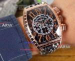 Perfect Replica Franck Muller Rose Gold Croco Cintree Curvex Watch Chronograph Face
